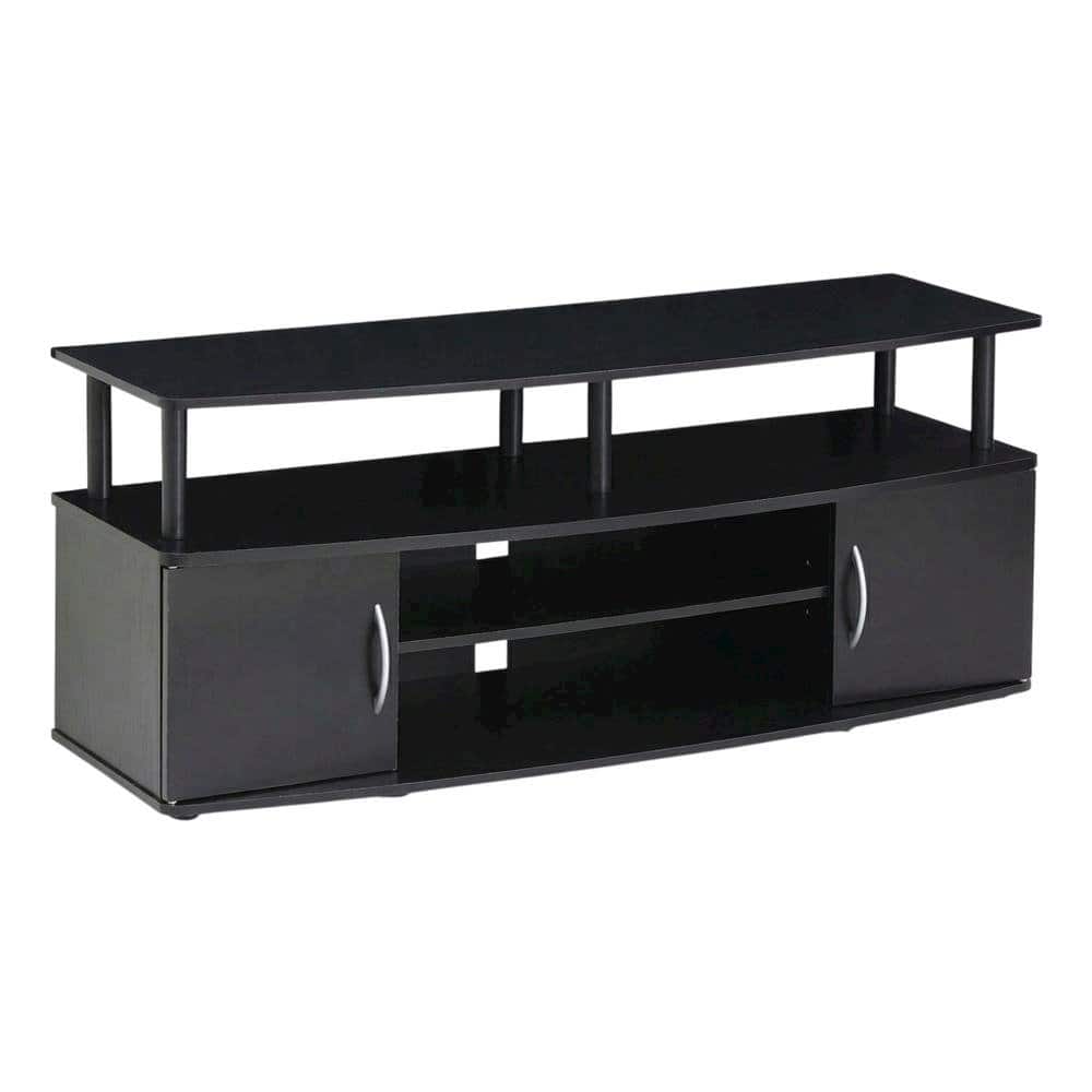 FurniFact - Contemporary Large Entertainment Center for Up to 50-In TV with Storage - Black