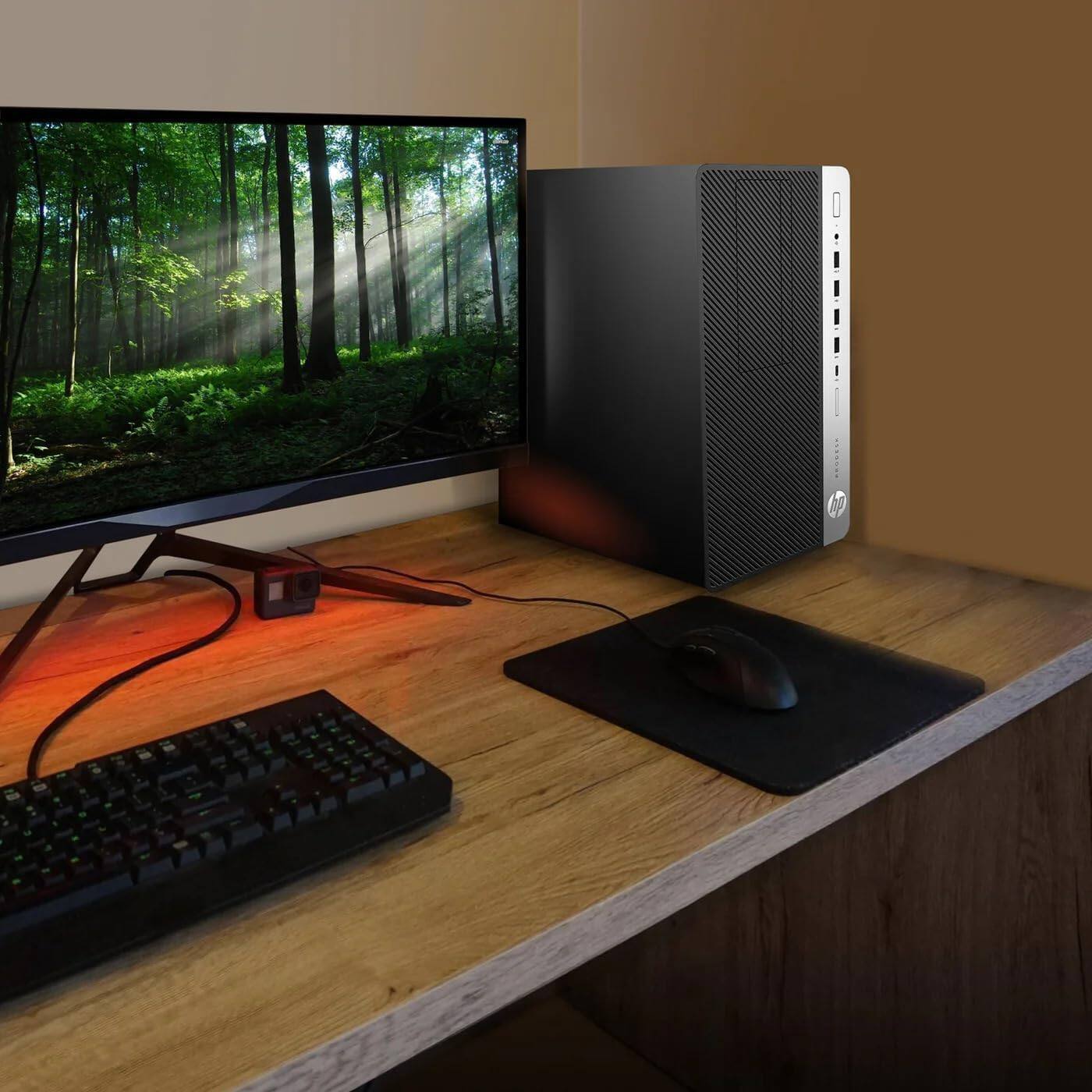 Alt View 2. HP - HP ProDesk 600G4 Tower Desktop PC, Intel i7-8700, 32GB DDR4 RAM, 500GB SSD, Keyboard + Mouse, Wi-Fi + BT, Win11 Pro - Black.