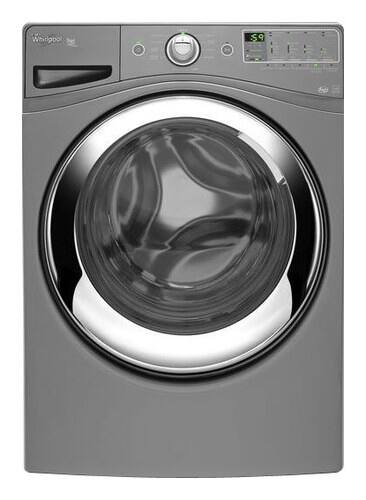 Front Standard. Whirlpool - Duet 4.1 Cu. Ft. 10-Cycle High-Efficiency Steam Front-Loading Washer - Chrome Shadow.
