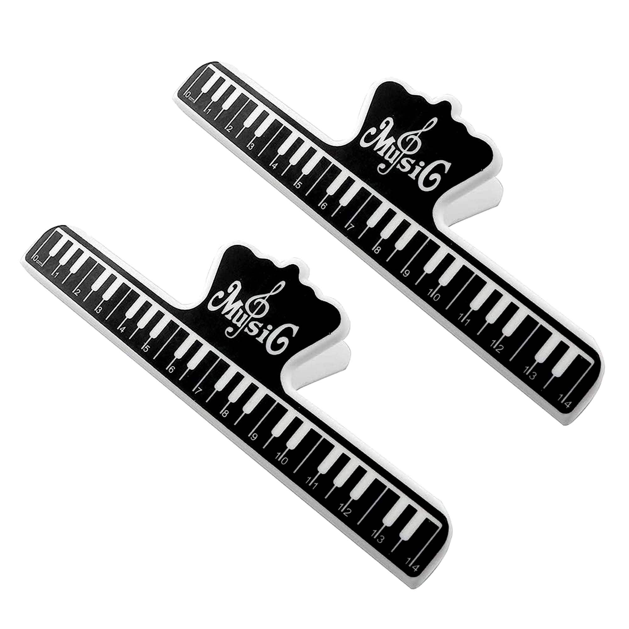 5 CORE - Music Sheet Holder Clip Pair Durable Black Plastic Page Holder for Piano Keyboard Violin