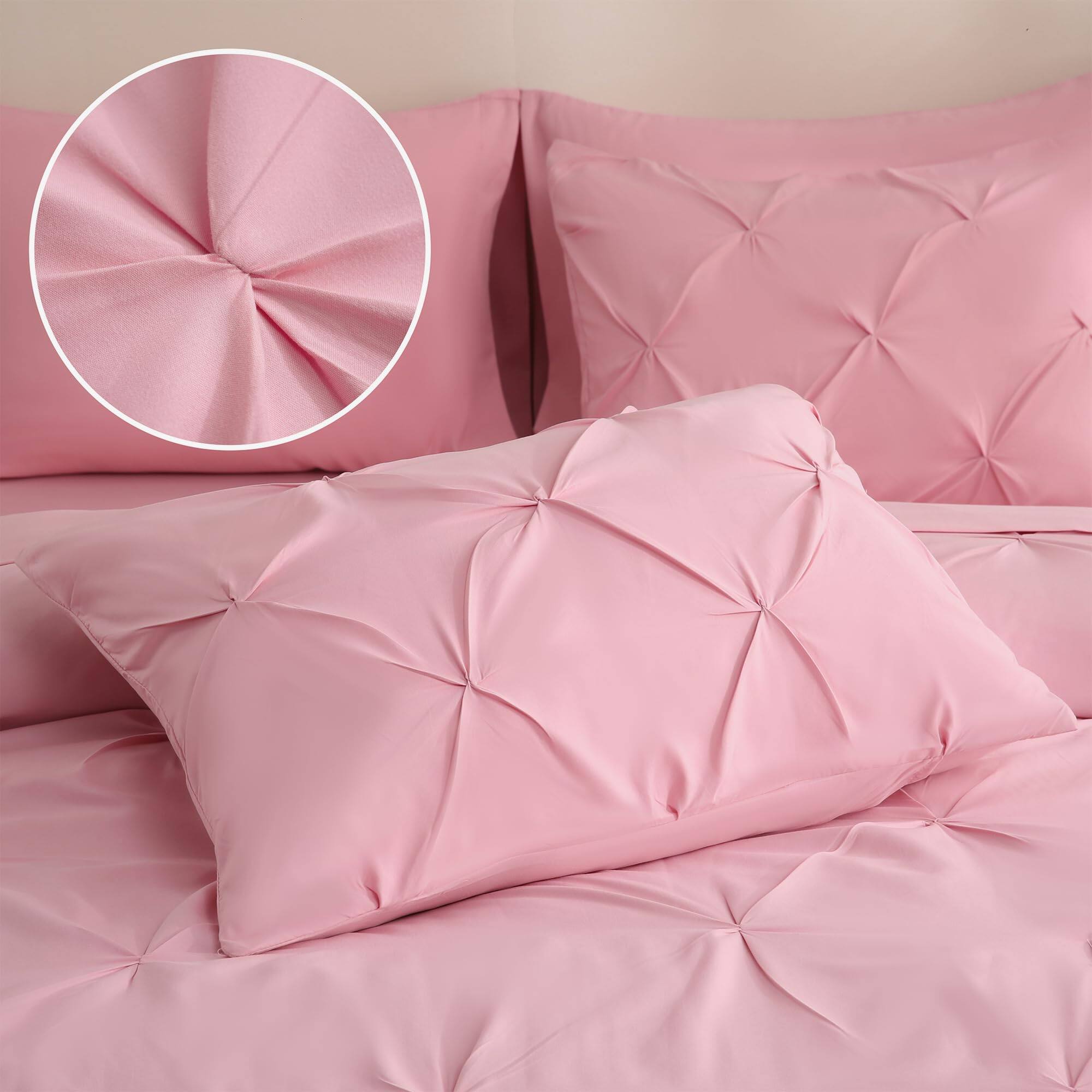 Alt View 2. Stylel Star - 7 Pieces Pink Full Size Comforter Sets For Women Pintuck Bed In A Bag Pinch Pleat Set Soft Microfiber All Season... - Purple-Full.