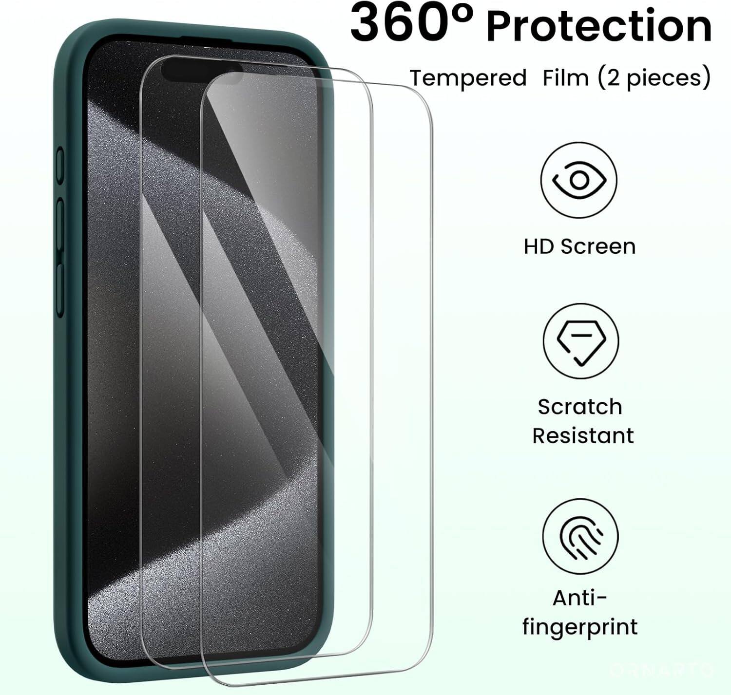 360° Protection Tempered Film (2 pieces) HD Screen Scratch Resistant Anti-fingerprint
