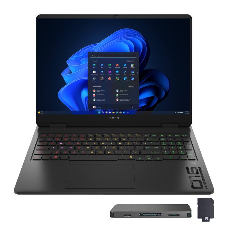 Front. HP OMEN - HP OMEN 16 16" 165Hz 2K Gaming Laptop,Ultra 7 255H,32GB DDR5,2TB SSD+1TB Dock Set,RTX 5070,Backlit,Win 11,Black - Black.