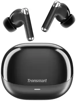 Tronsmart - Sounfii R4 True Wireless In-Ear Earbuds, 12mm Drivers with Big Bass, 4 Mics ENC Clear Call, Smart Touch Control - Black