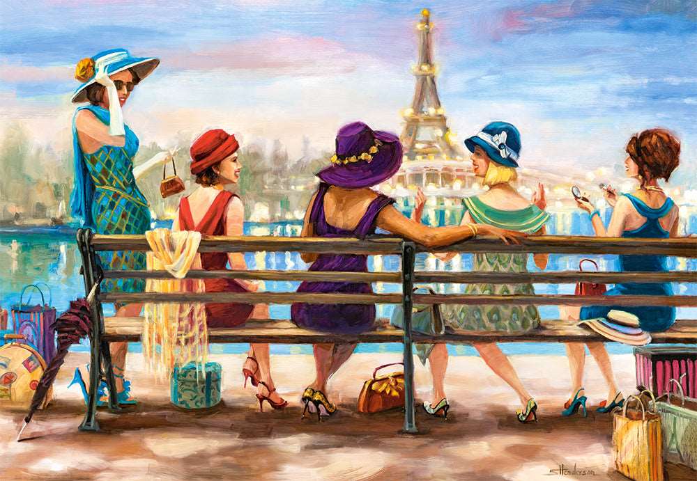 Angle. Castorland - CASTORLAND 1000 Piece Jigsaw Puzzle, Girls Day Out, Ladies of Paris, Elegant ladies, Paris puzzle, Adult, C-104468-2 - Red.