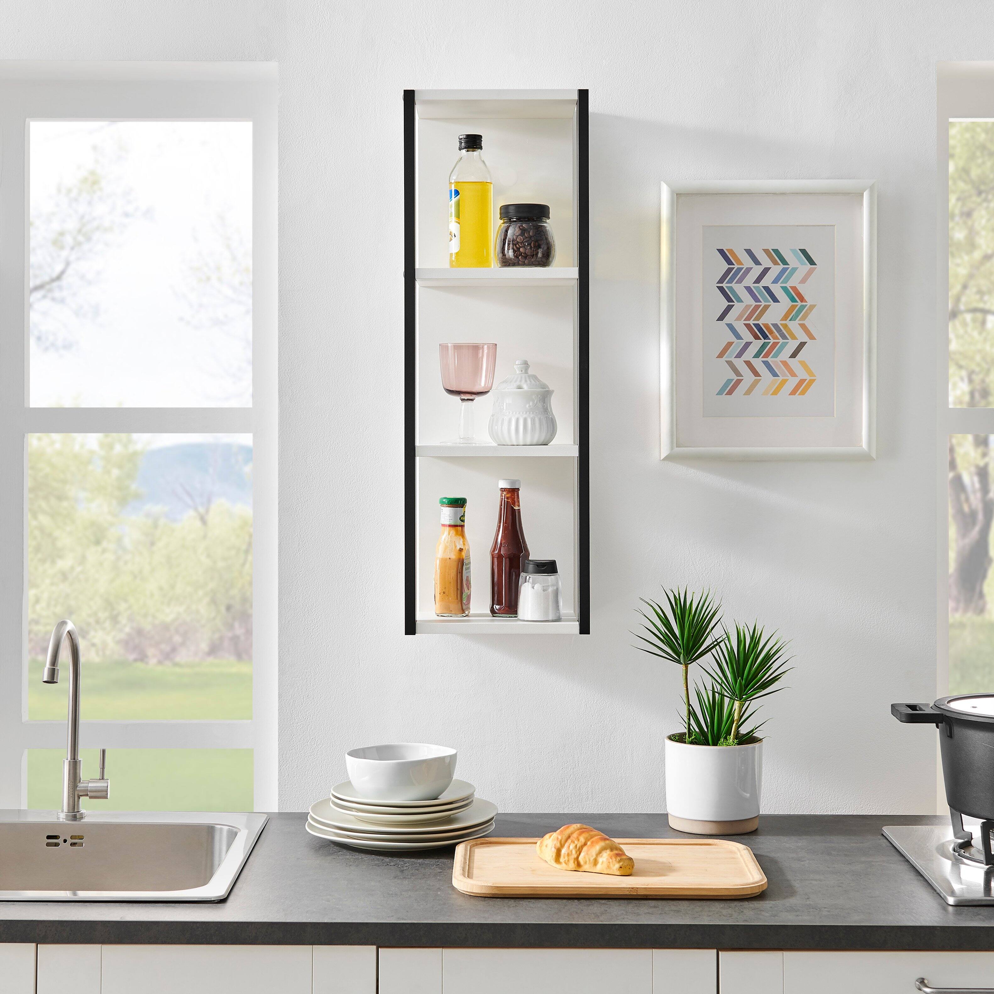 Alt View 1. Danya B - Recife Vertical Three-Tier Cube Wall Shelf - White/Black - White, Black.