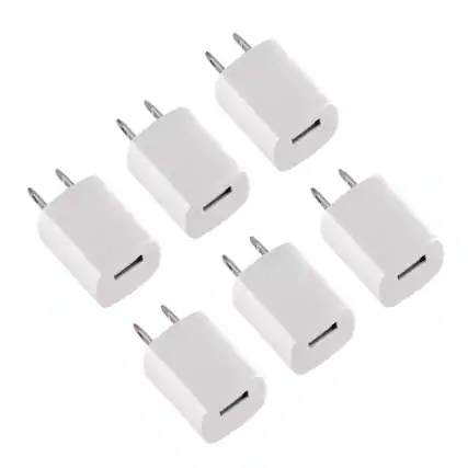 Front. Qixxronics - 6-Pack USB Charger Cube, Wall Charger for iPhone 11 Pro Max/X/8/7, iPad, Samsung Phones and More USB Wall Charging Block - White.