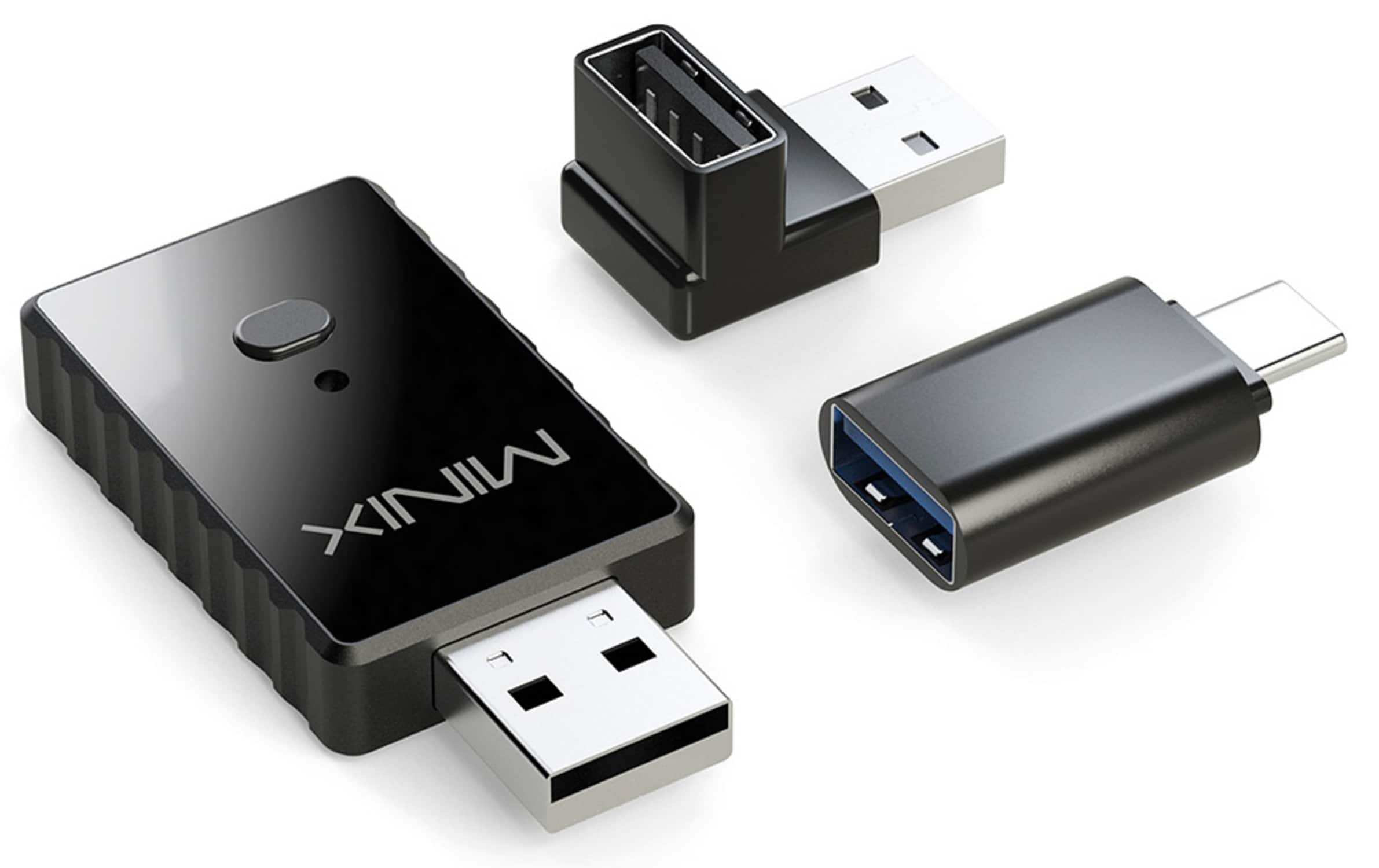 MINIX - CA505 2-in-1 Wired CP/AA to Wireless Adapter, Fast Connection, Plug & Play, Compact & Universal Compatibility - Black