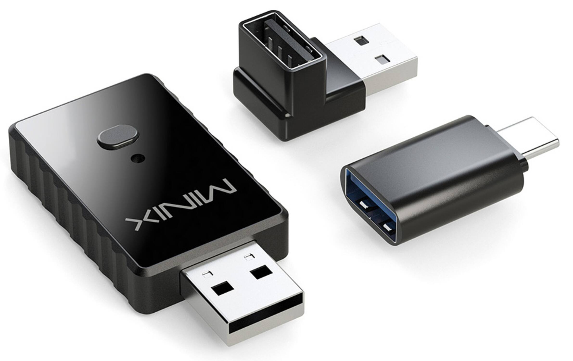 Front. MINIX - CA505 2-in-1 Wired CP/AA to Wireless Adapter, Fast Connection, Plug & Play, Compact & Universal Compatibility - Black.