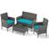 Front. Costway - Costway 4 PCS Patio Furniture Set with Washable Cushions and Tempered Glass Coffee Table - Turquoise.