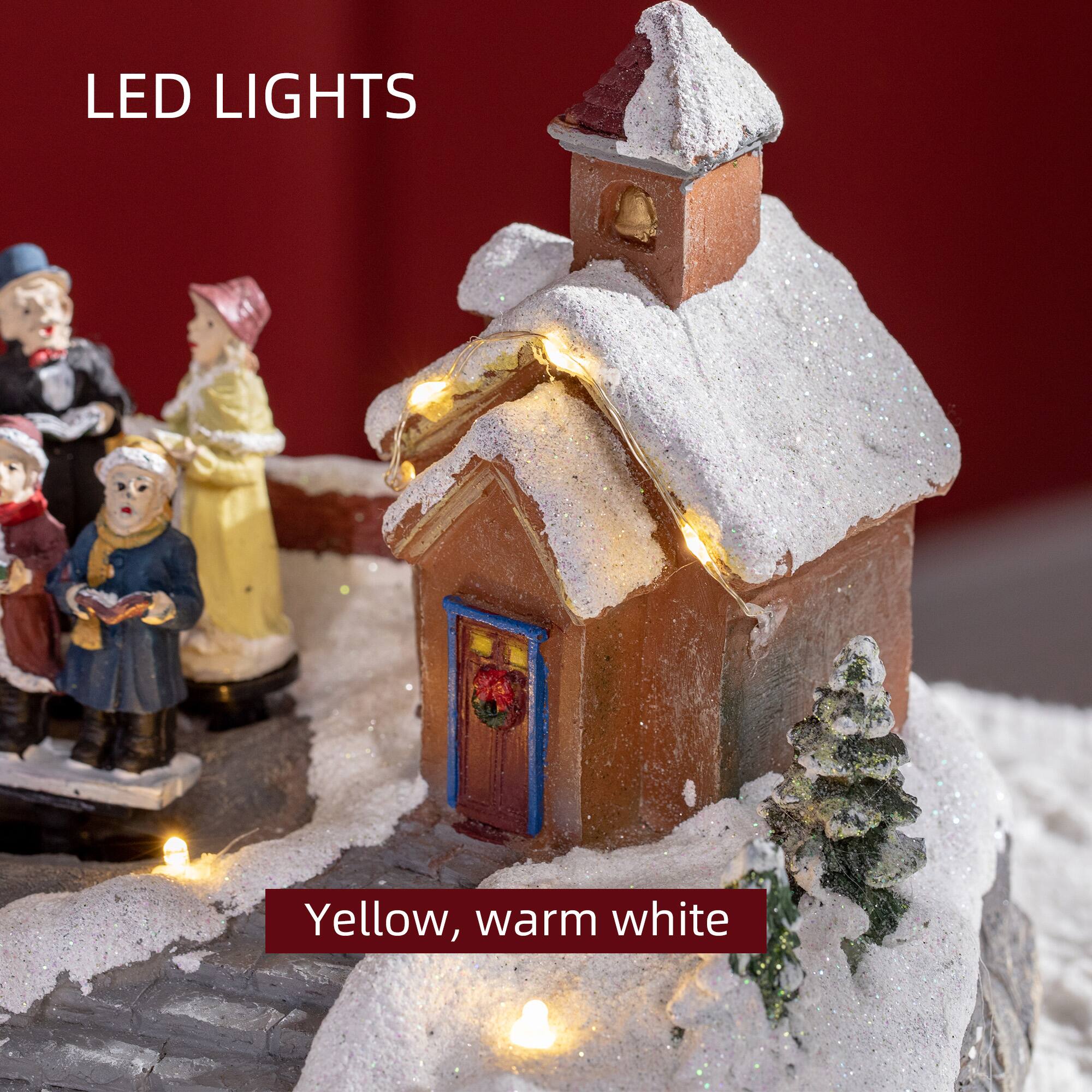 Left. TinyHomie - HOMCOM Christmas Village Choir Animated Winter Wonderland LED Decor Battery Operated - white.