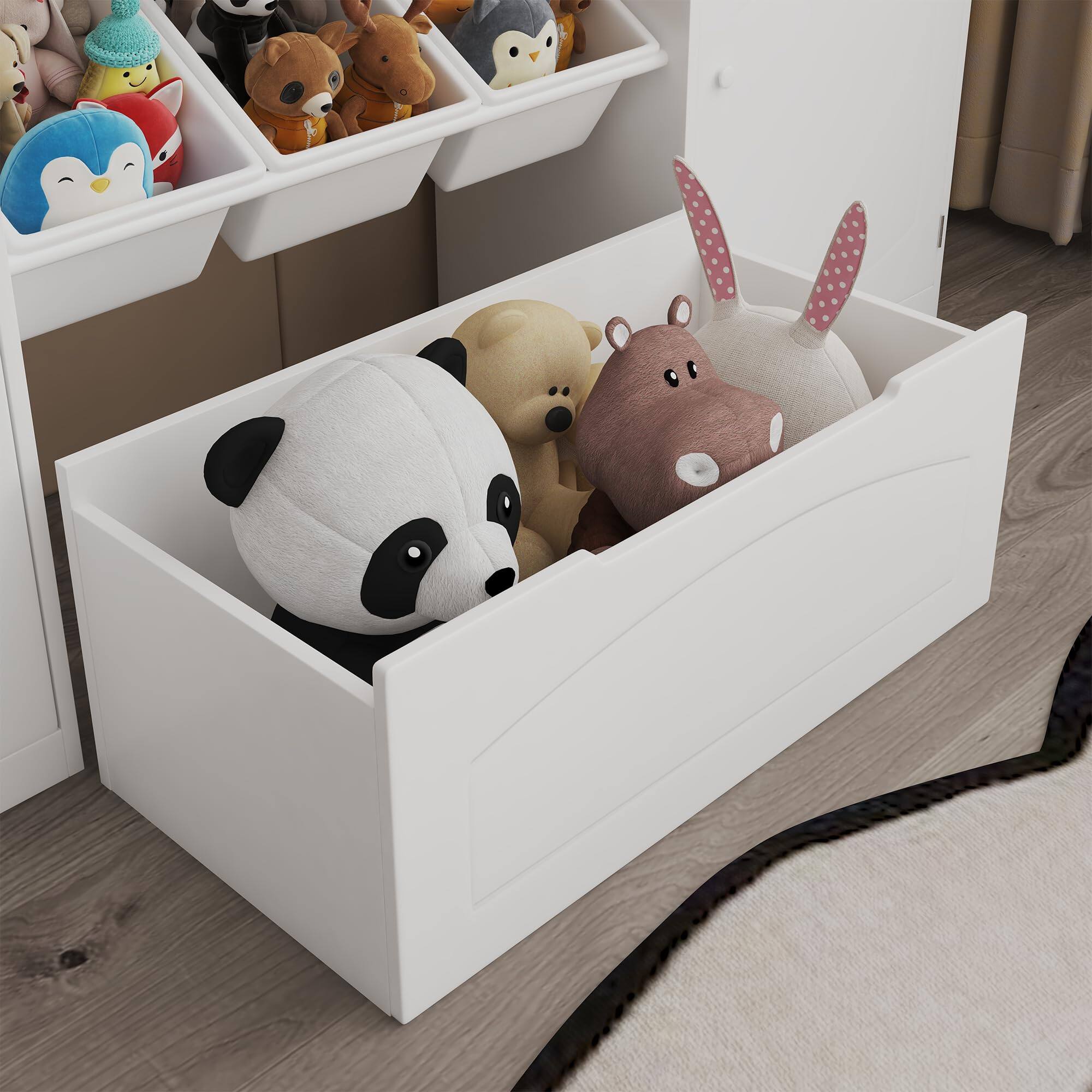 Alt View 1. Qeetex - Kids Toy Storage Organizer with 6 Bins & 6 Cubbies, Multifunctional Bookshelf and Toy Cabinet for Playroom - White.