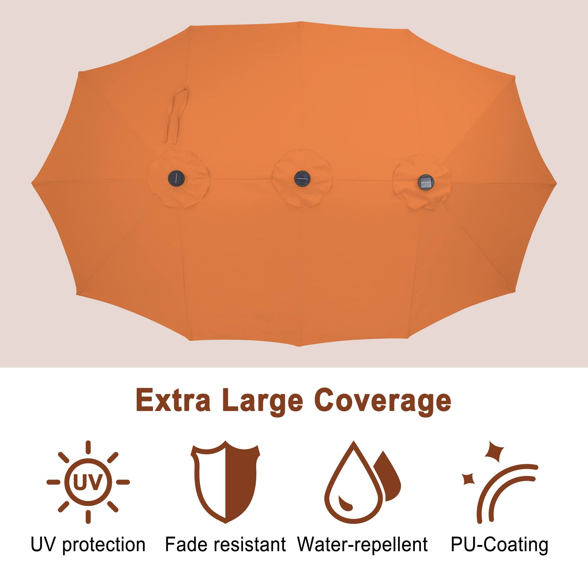 Extra Large Coverage  
UV protection  
Fade resistant  
Water-repellent  
PU-Coating