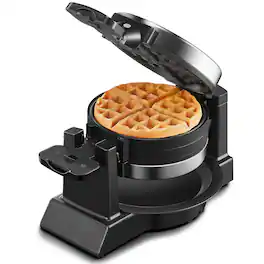KEINVE - Belgian Waffle Maker - Professional Rotating Waffle Iron with Double Flip Technology, Nonstick, Removable Drip Tray - Black