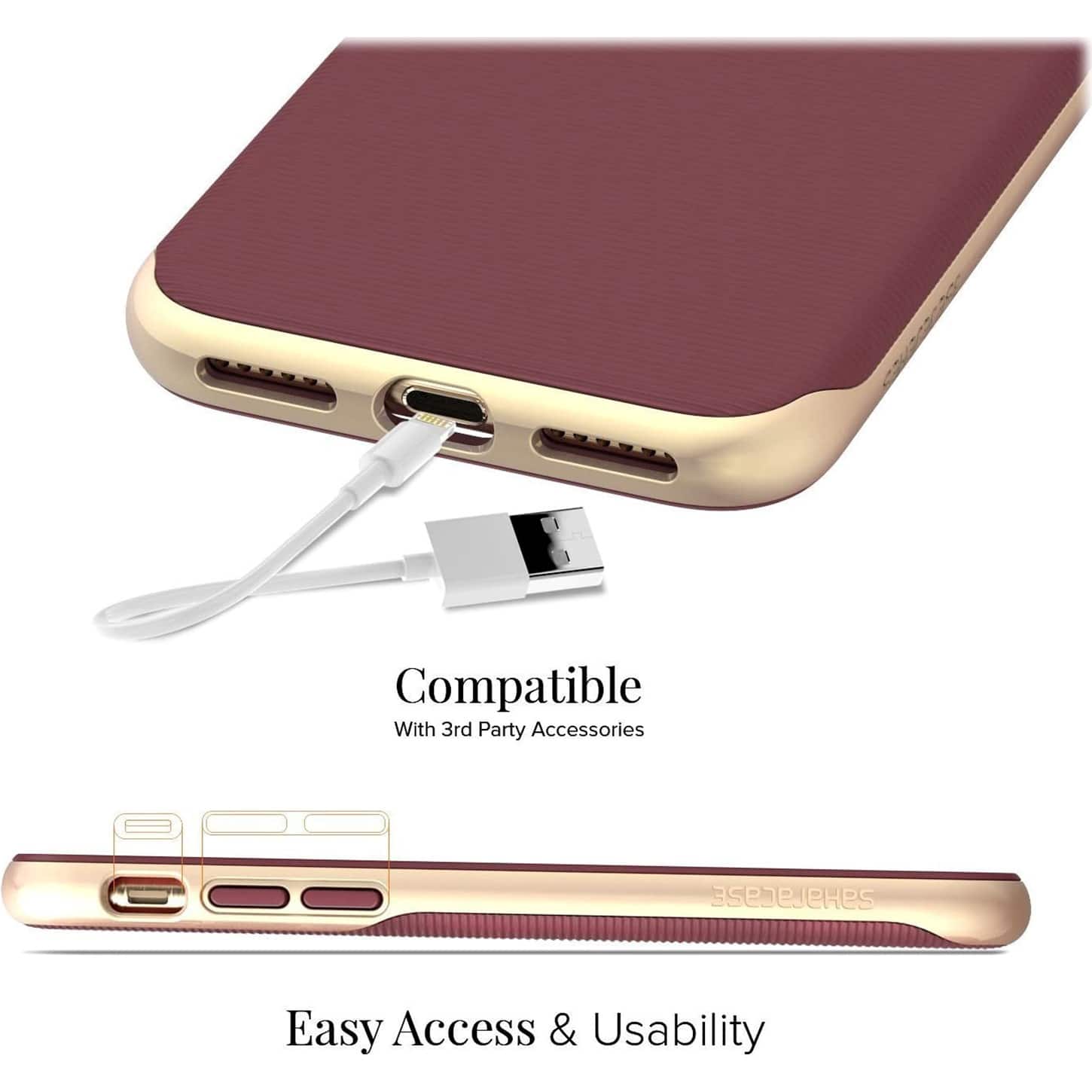 Alt View 16. SaharaCase - Trend Series Case for Apple iPhone 7, 8, SE (3rd Generation 2022) - Plum Red.