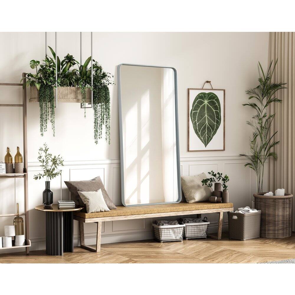 Alt View 6. Elegant Decor - Contour Metal Rectangle Mirror 30x60 in Silver - Silver.