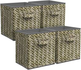 Sorbus - Foldable Storage Cubes, 6 Fabric Baskets for Organizing Pantry, Closet, Shelf, Nursery, Playroom, Toy Box - Woven Gray