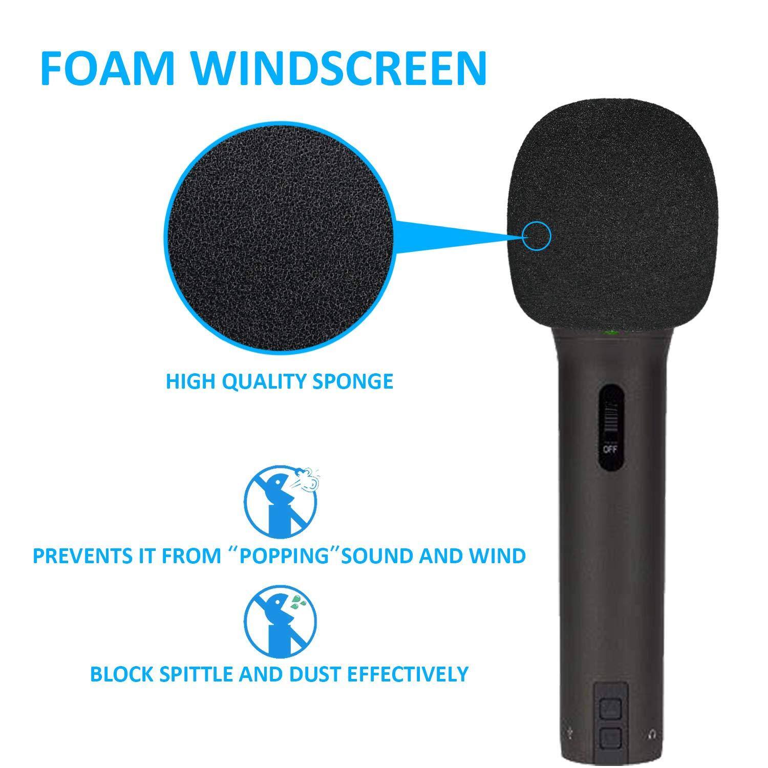 FOAM WINDSCREEN

HIGH QUALITY SPONGE

PREVENTS IT FROM "POPPING" SOUND AND WIND

BLOCK SPITTLE AND DUST EFFECTIVELY