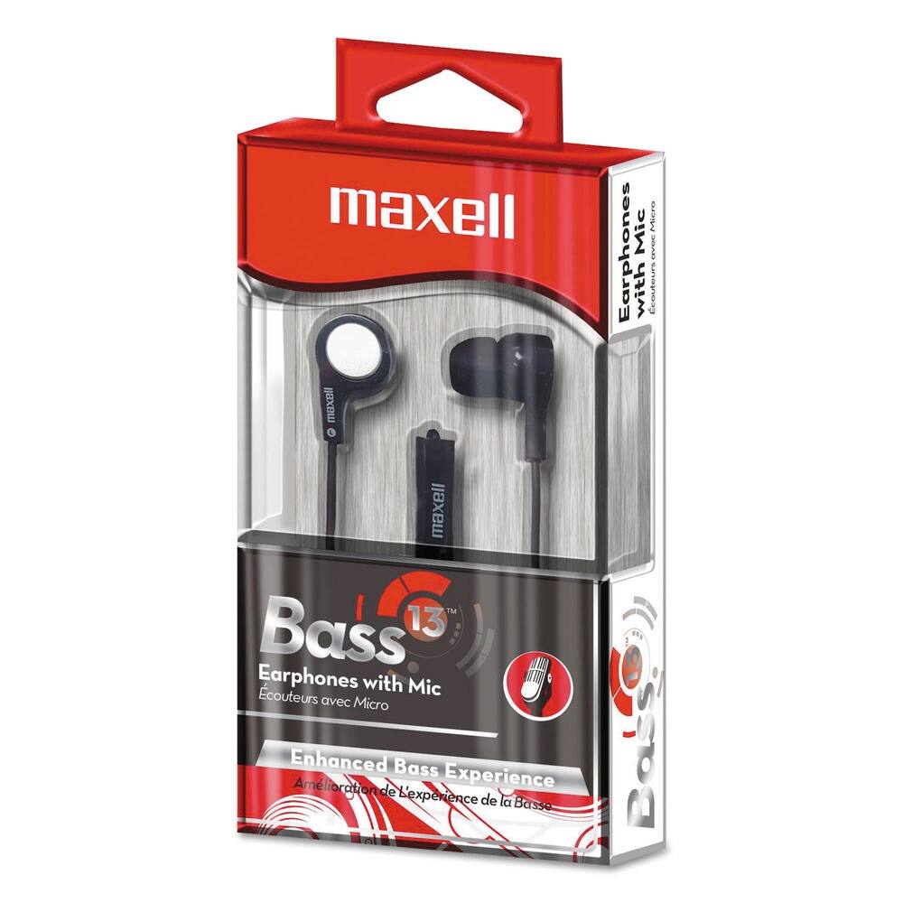 maxell  
Bass 13  
Earphones with Mic  
Écouteurs avec Micro  
Enhanced Bass Experience  
Amélioration de l'expérience de la Basse