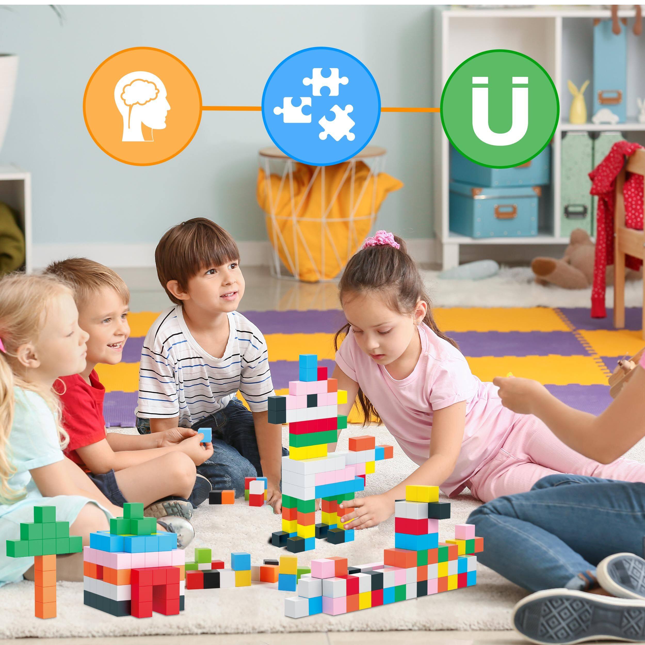 Alt View 4. PicassoTiles - PicassoTiles 108 Piece 1.2" Cube Toy, Magnetic Puzzle, Building Block for Kid Age 3 & Up, PMC303.