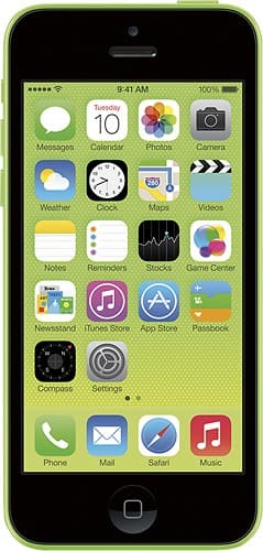 Front Standard. Apple - iPhone 5c 32GB Cell Phone - Green (Verizon Wireless).