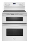 Front. Whirlpool - 30" Self-Cleaning Freestanding Double Oven Electric Range - White.