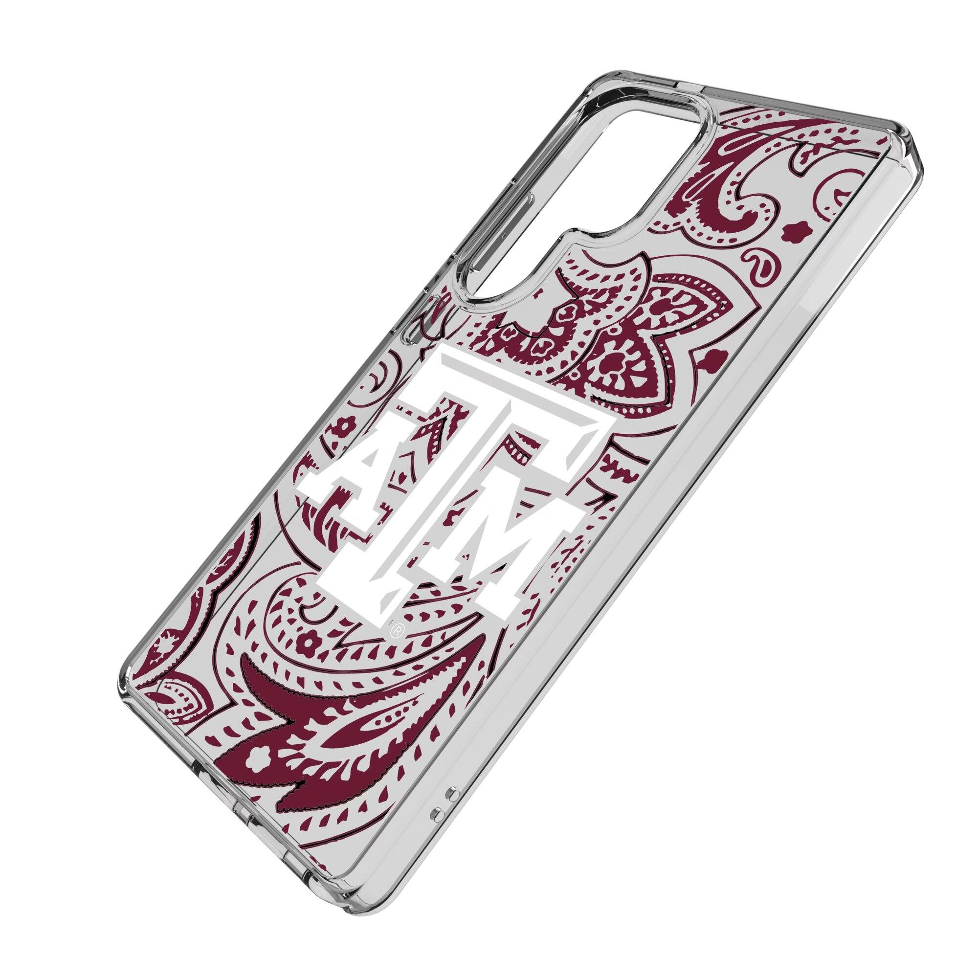 Alt View 1. Keyscaper - Texas A&M Aggies Paisley Galaxy Clear Case - S24 Ultra - Multicolor.
