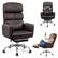 Alt View 10. Brick Attic - 500LBS Leather Executive Office Chair, Reclining Swivel Criss Cross Chair with Armrests, High Back and Lumbar Support - Coffee Brown.