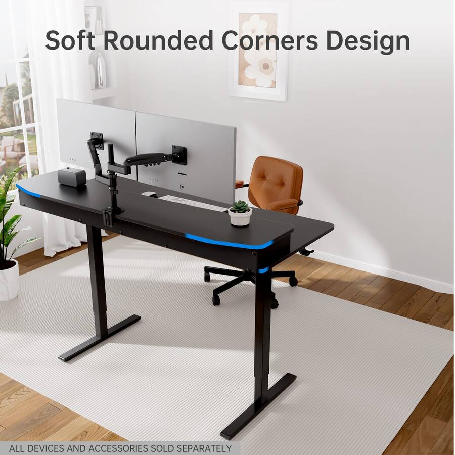 Deskwith Riser HUANUO Adjustable Standing Desk with Riser & Drawers 55″ x 26″ Black ...