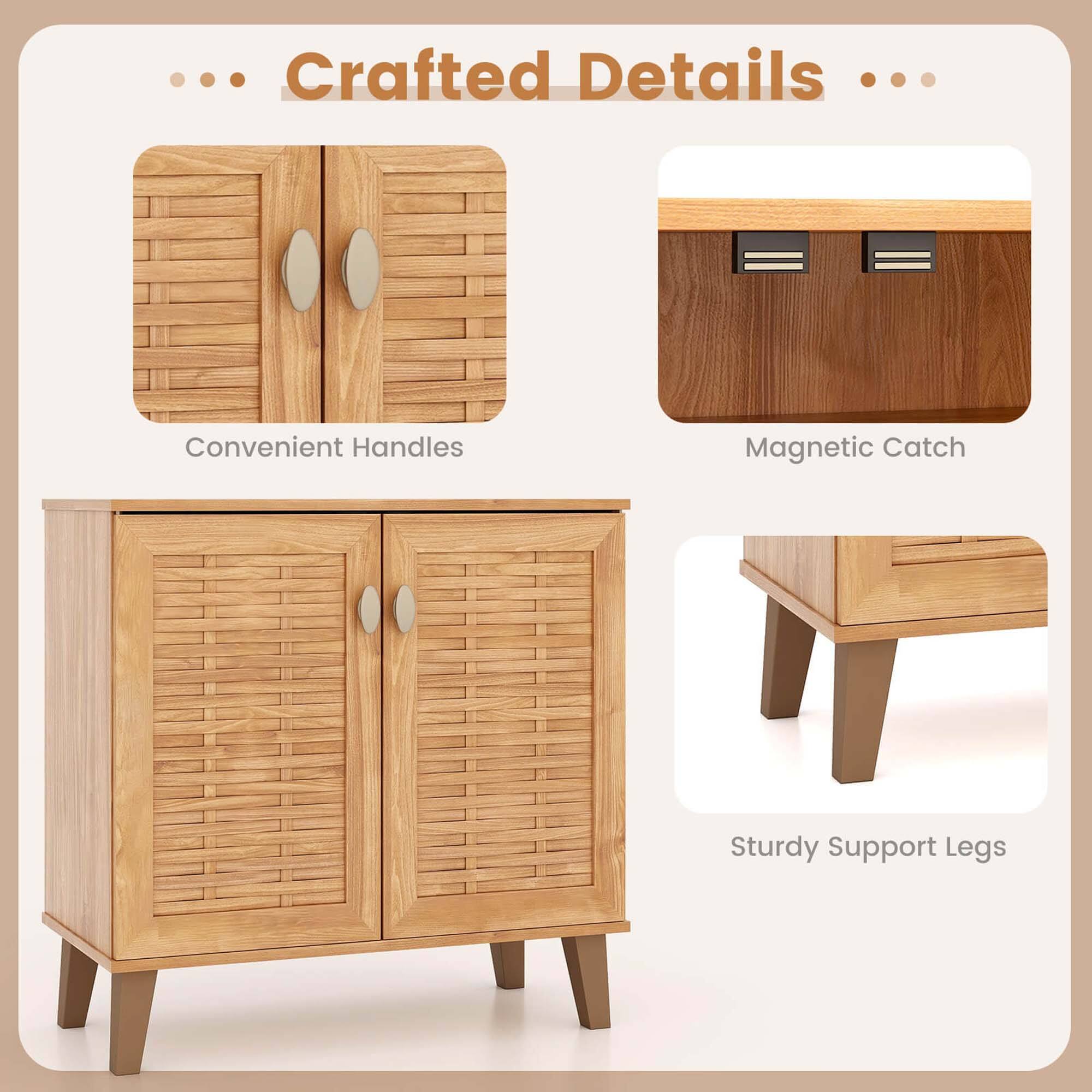 Crafted Details: Convenient Handles, Magnetic Catch, Sturdy Support Legs