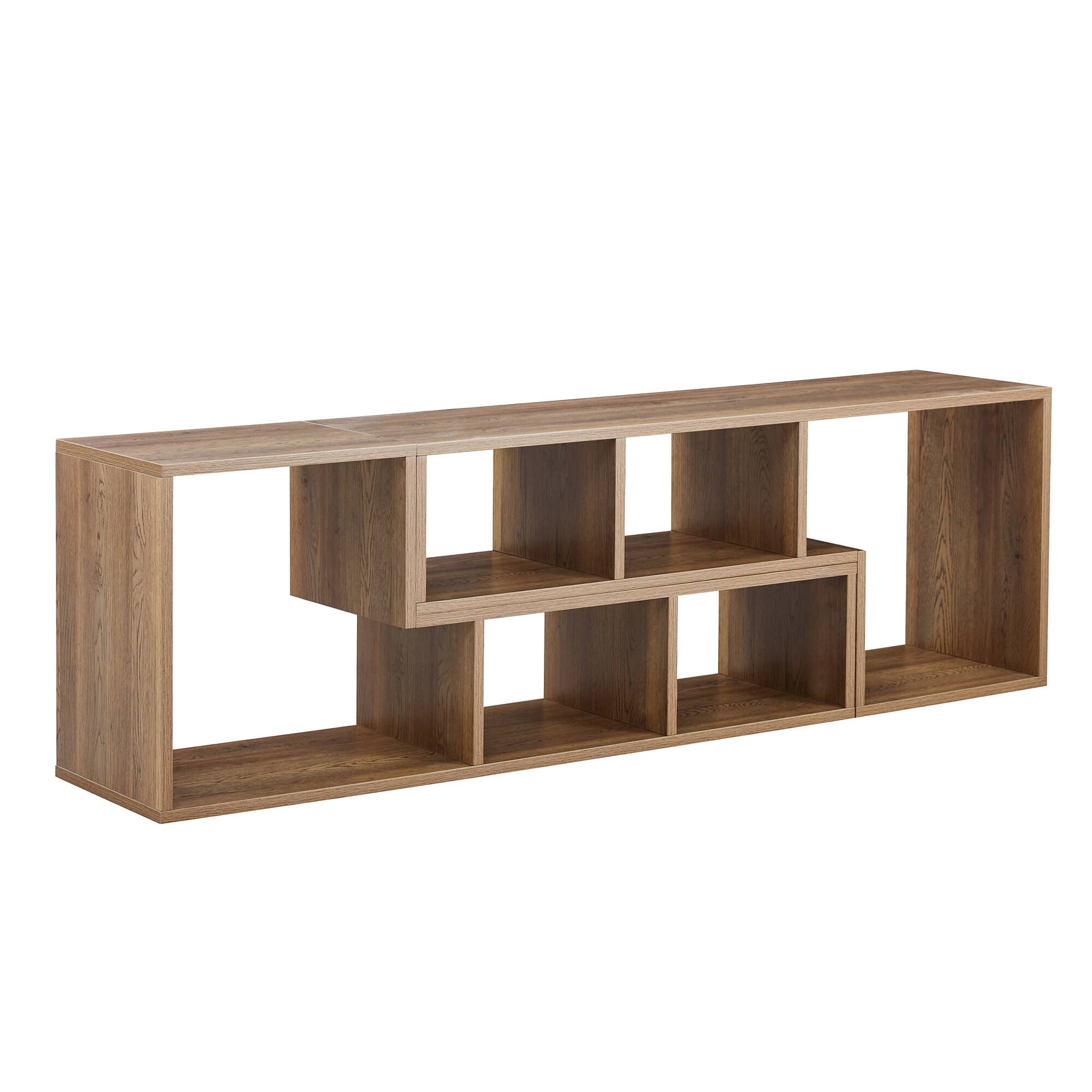 Alt View 8. Loheer - Loheer- 4.6ft L Shaped TV Stand Modular Entertainment Center with Open Storage Cube Shelves for Gaming - Wood.