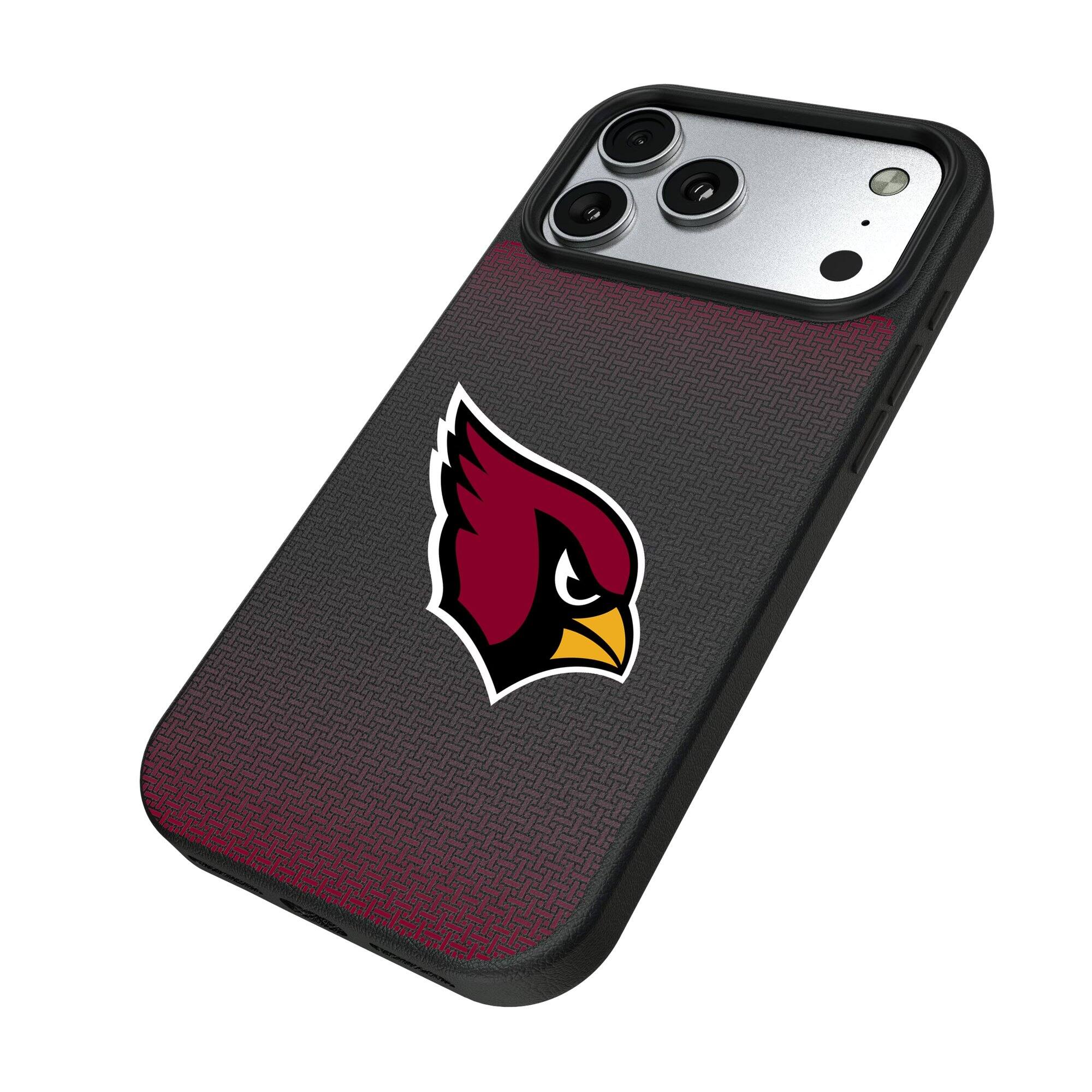 Alt View 1. Keyscaper - Arizona Cardinals Linen Logo iPhone Magnetic Bump Case - 16 Plus - Black.