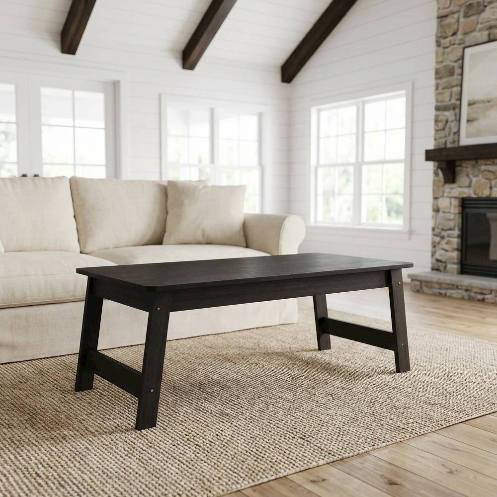 Angle. FurniFact - Espresso Coffee Table with Simple Design and Lightweight Construction 18040EX - Espresso.