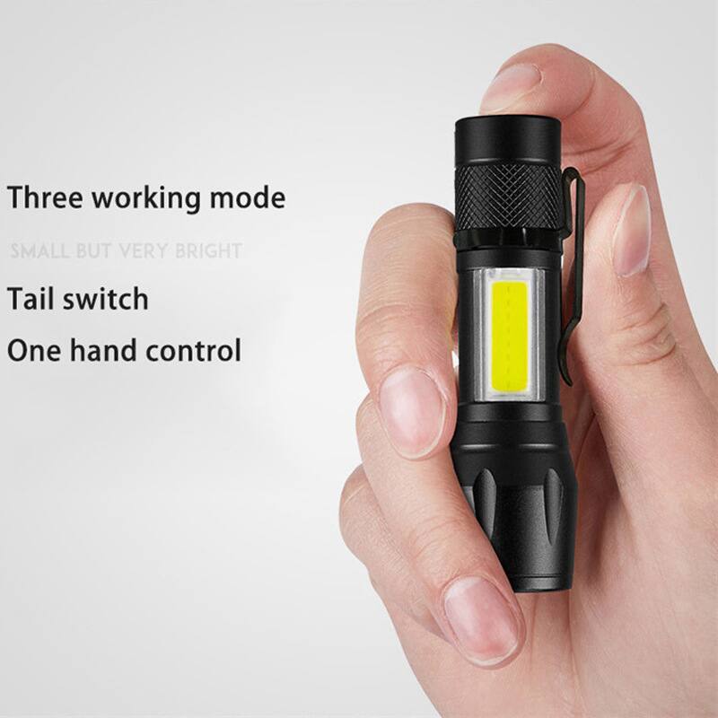 Three working mode  
Small but very bright  
Tail switch  
One hand control