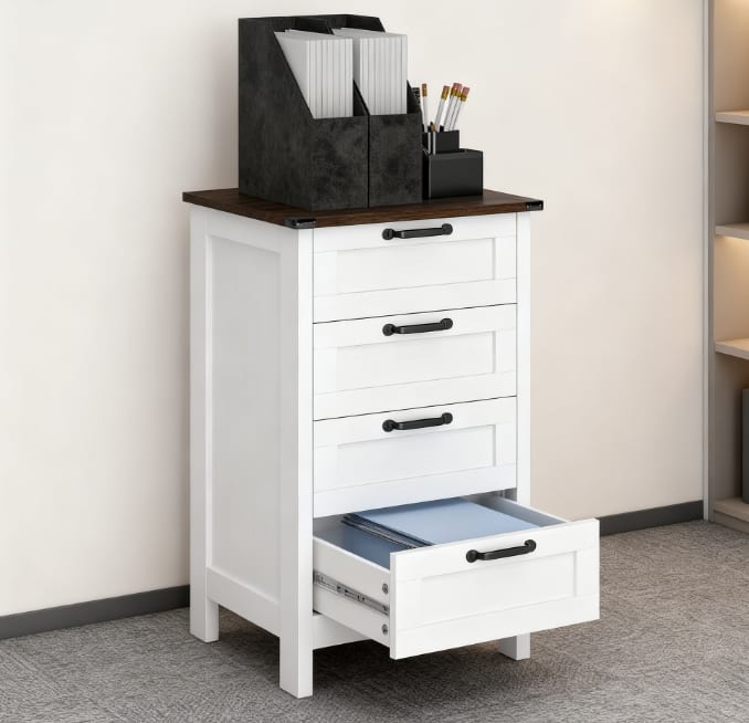 TinyHomie - Modern Style File Cabinet with 3 Drawers Office Storage Cabinet for A4 For Home and Office