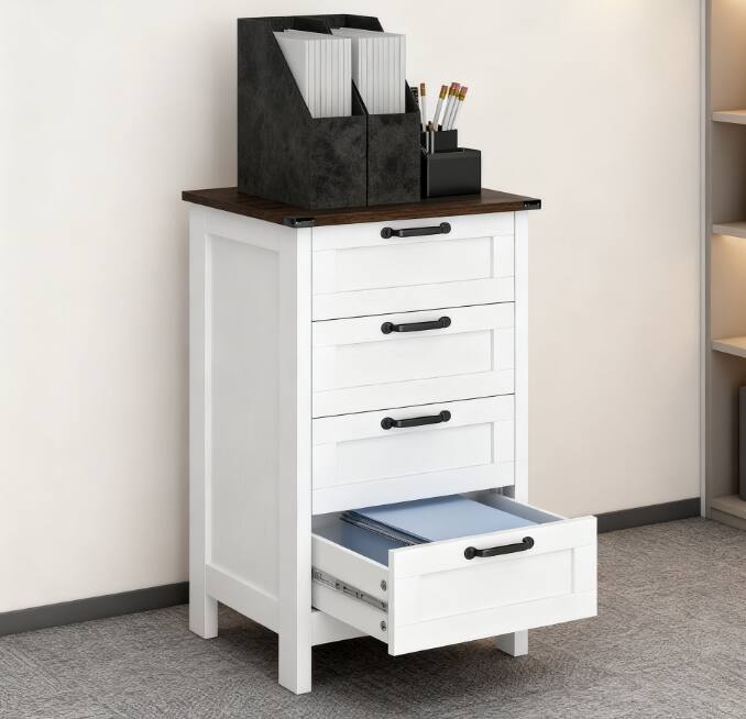 TinyHomie - Modern Style File Cabinet with 3 Drawers Office Storage Cabinet for A4 For Home and Office