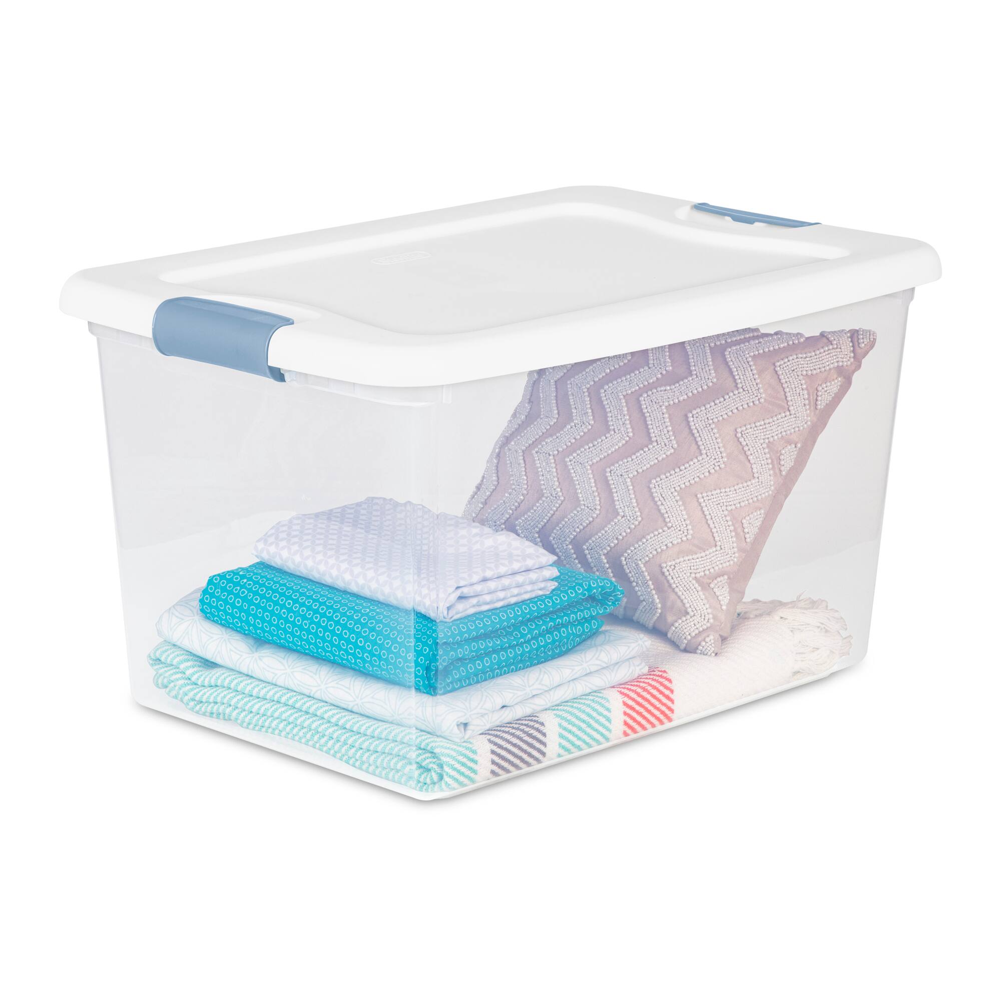Alt View 8. Sterilite - Sterilite 64 Qt Clear Plastic Stackable Storage Bin w/ White Latch Lid, 24 Pack - Clear.