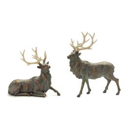 BreeBe - Elegant Resin Deer Set of 2 - Bronze, Gray, Cream