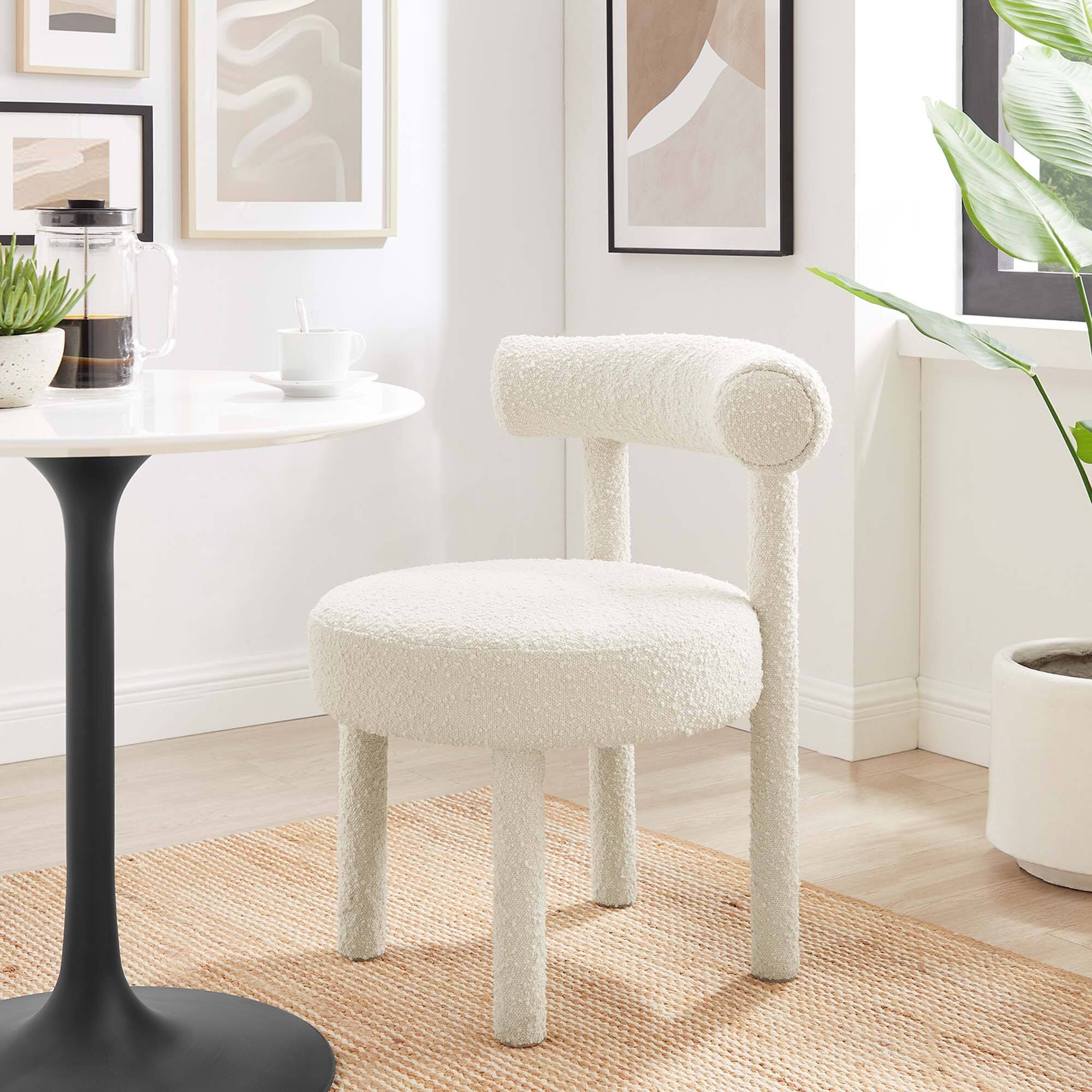 Alt View 4. Modway - Toulouse Boucle Fabric Dining Chair by Modway - White.