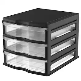 Life Story - 3 Drawer Stackable Shelf Organizer Plastic Storage Drawers, Black