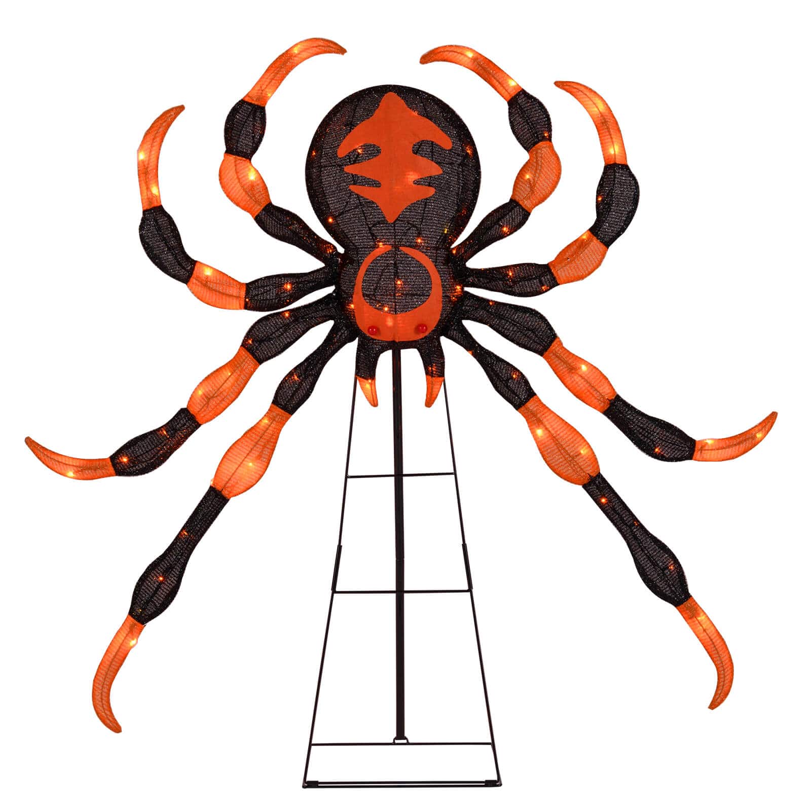 Costway - 52" Halloween Spider Decoration with 16 Flickering Warm White LEDs & 64 Orange LEDs - Orange,Black