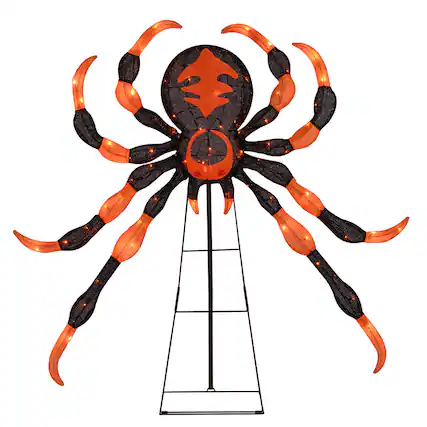 Front. Costway - Costway 52" Halloween Spider Decoration with 16 Flickering Warm White LEDs & 64 Orange LEDs - Orange,Black.