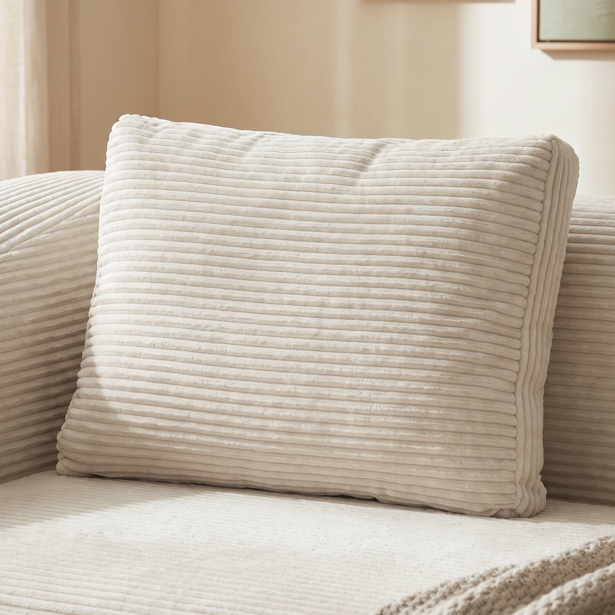 Alt View 2. Famapy - Convertible Sleeper Sofa Bed with Corduroy Cover, Foam Cushions and Removable Cover for Small Spaces - Beige.