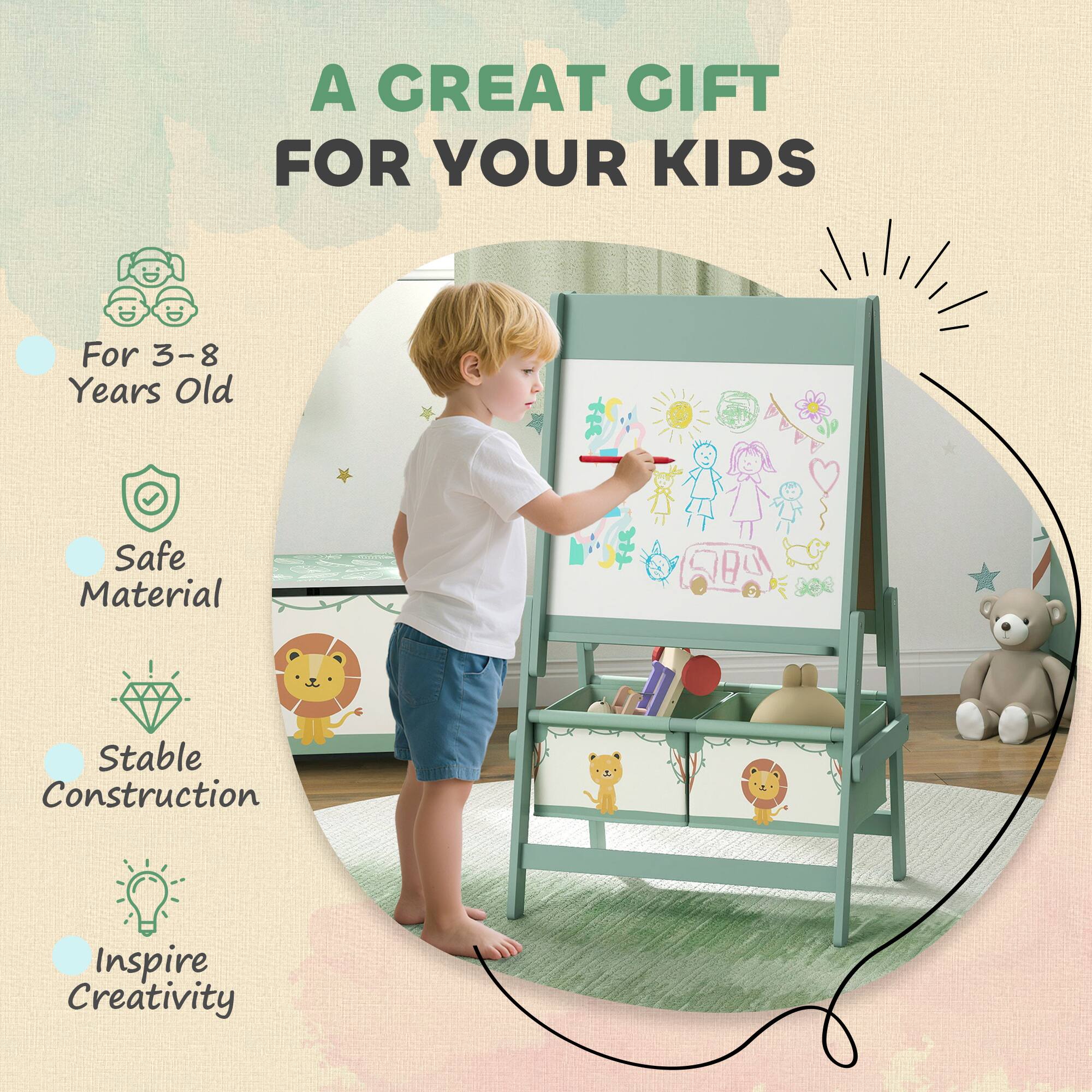 A GREAT GIFT FOR YOUR KIDS

- For 3-8 Years Old
- Safe Material
- Stable Construction
- Inspire Creativity