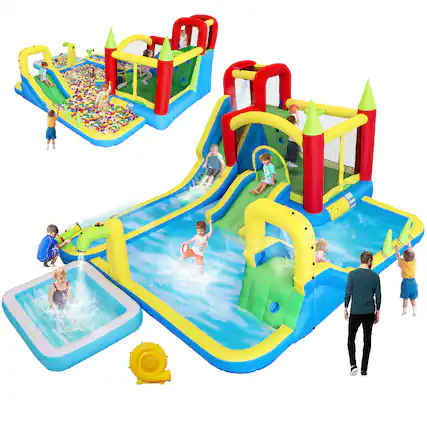 Front. Loheer - Loheer 11 in 1 Inflatable Water Park Kids Bounce Castle Wet Dry Slide Pool.