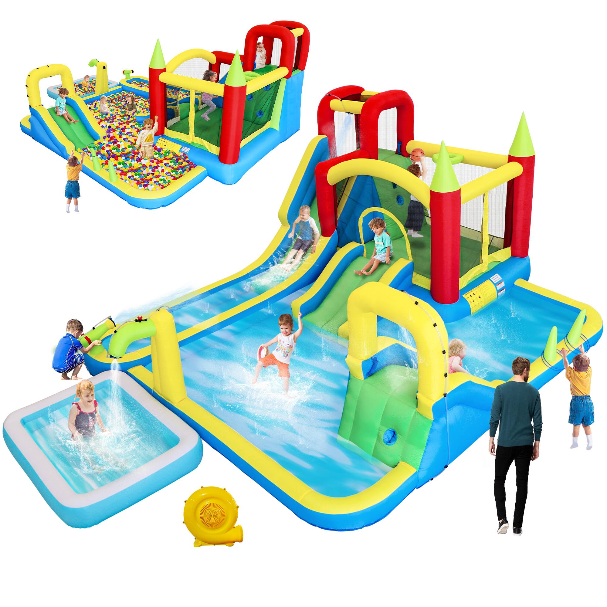Front. Loheer - Loheer 11 in 1 Inflatable Water Park Kids Bounce Castle Wet Dry Slide Pool.