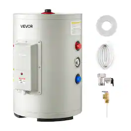 VEVOR - 6 Gallon Electric Tank Water Heater, 1600W Point-of-Use Hot Water Heater with LED Display, Knob Control, Top Outlet - White