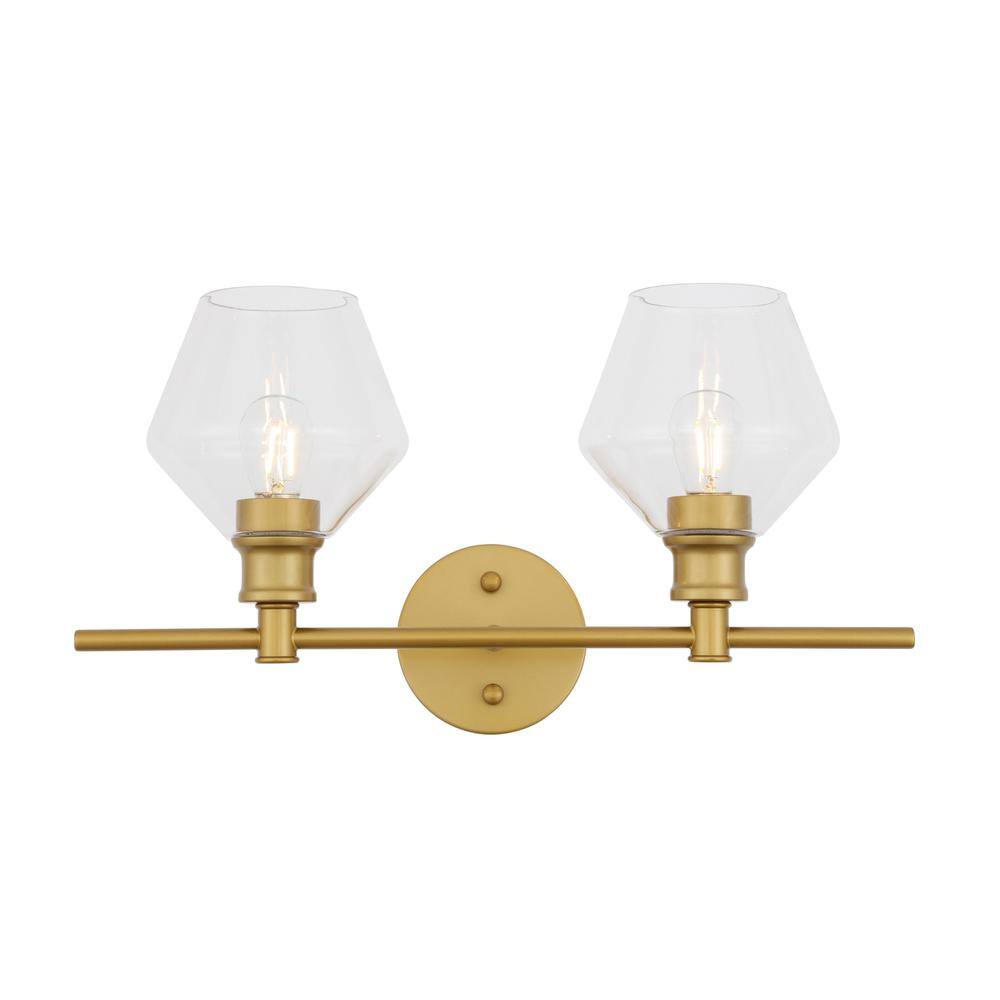 Alt View 10. Living District - Gene 2 light Brass and Clear glass Wall sconce - Brass And Clear Glass.