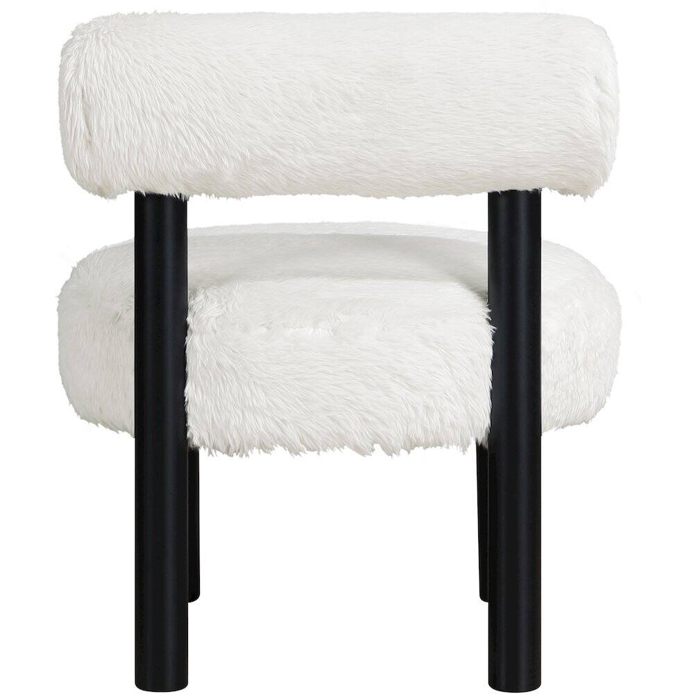 Alt View 2. Meridian Furniture - Ambre Cream Vegan Shearling Fabric Upholstered Accent Chair - Black.