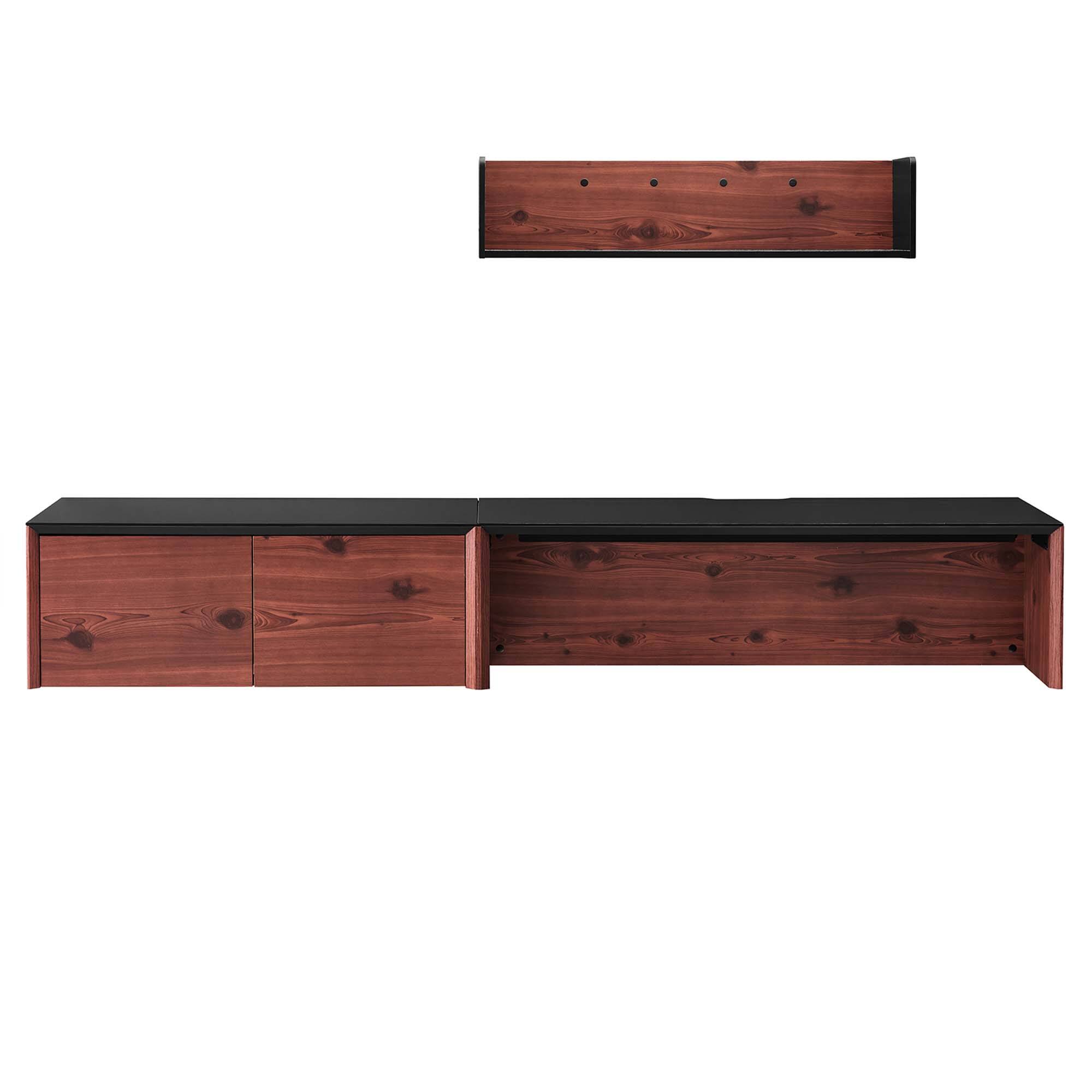 Angle. Modway - Kinetic 49" Wall-Mount Office Desk With Cabinet and Shelf by Modway - Black Cherry.